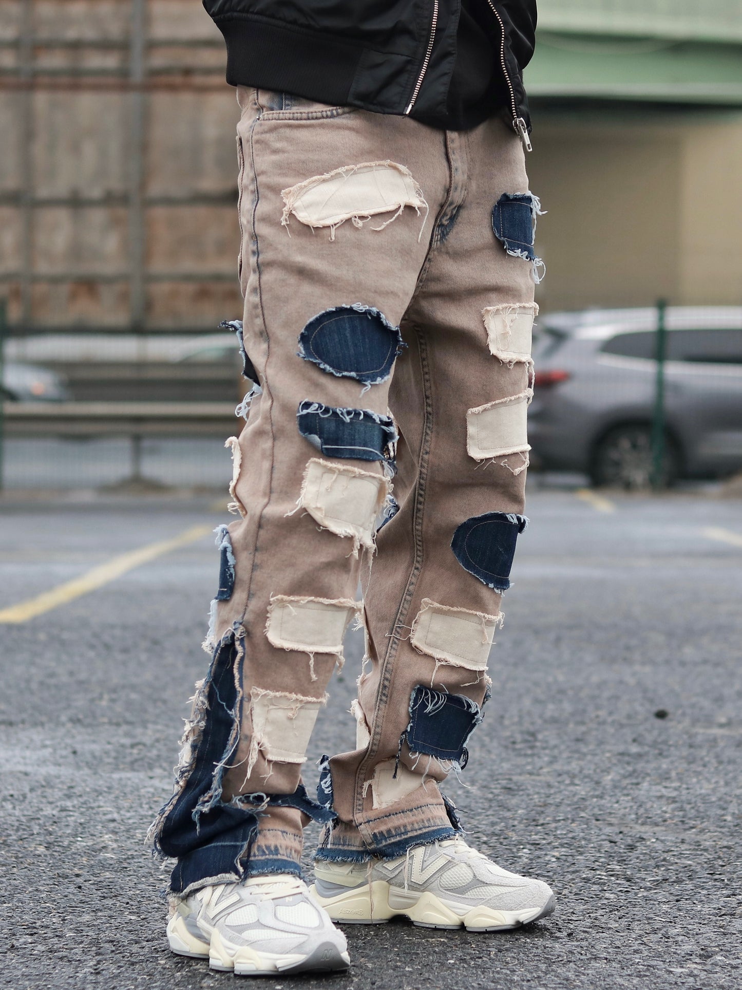 Sand Blue Distressed Baggy Jeans