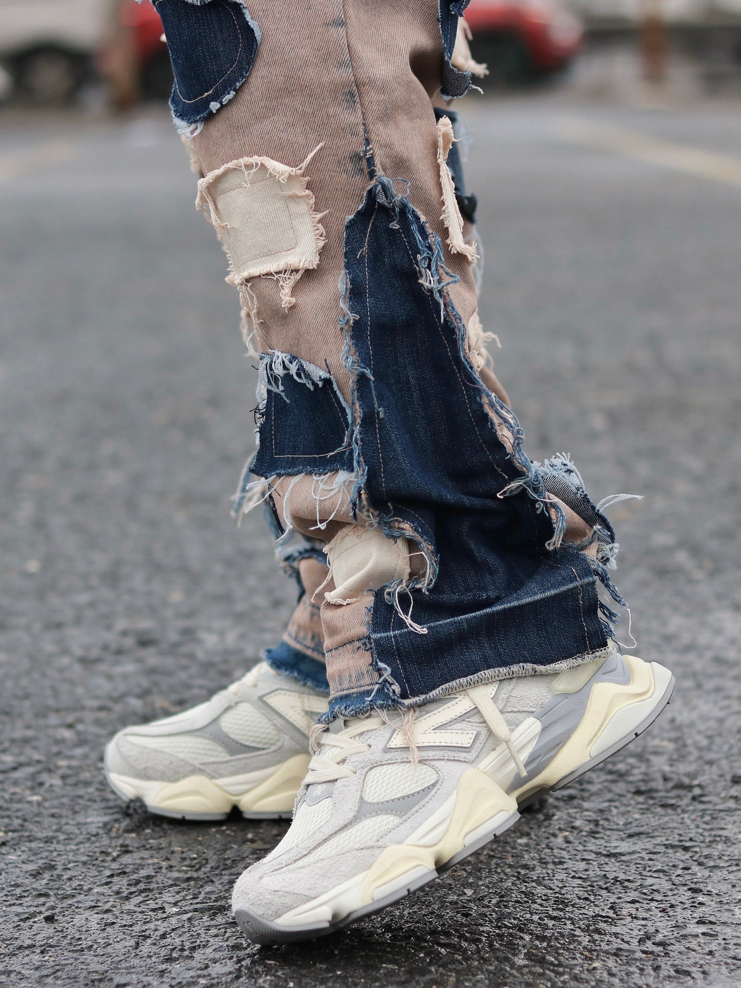 Sand Blue Distressed Baggy Jeans