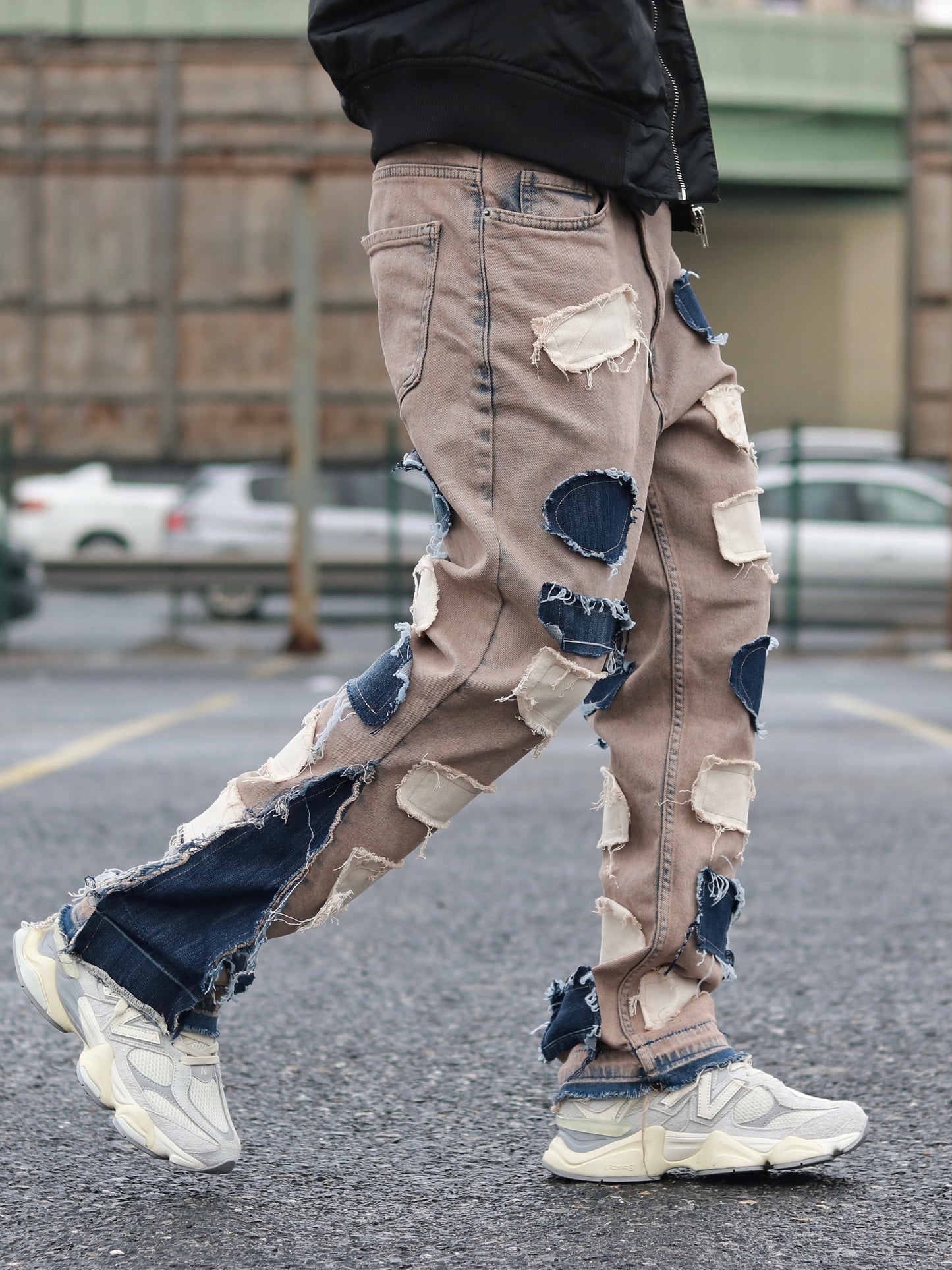 Sand Blue Distressed Baggy Jeans