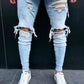 Light Blue Ripped Jeans with Zipper