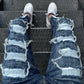 Washed Dark Blue Distressed Jeans