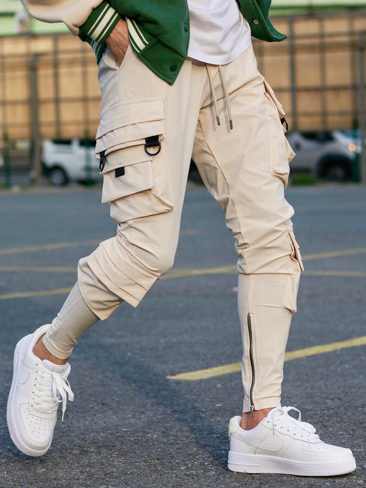 Cream Beige Cargo Pants