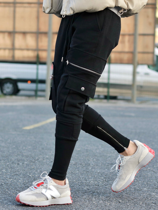 Black Cargo Sweat Pants