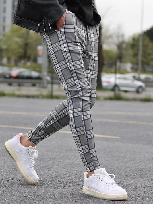 Grey Woolplaid Flannel Jogger