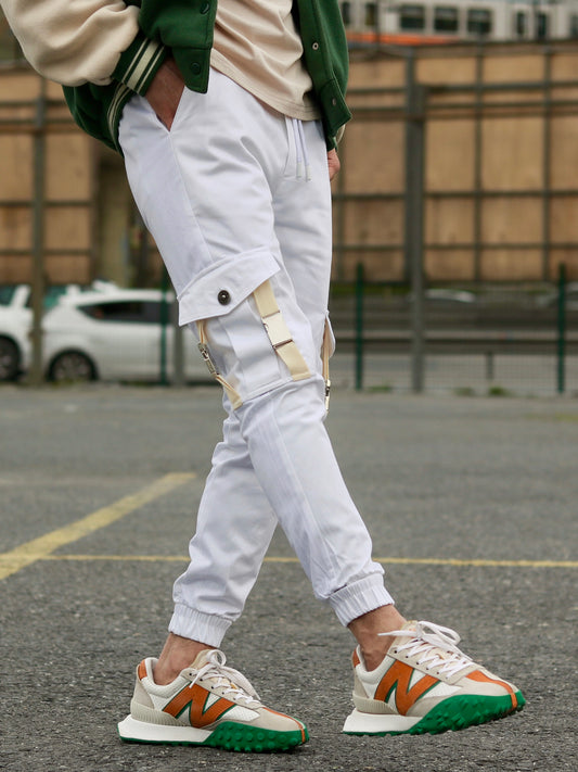 White Straps Cargo Pants