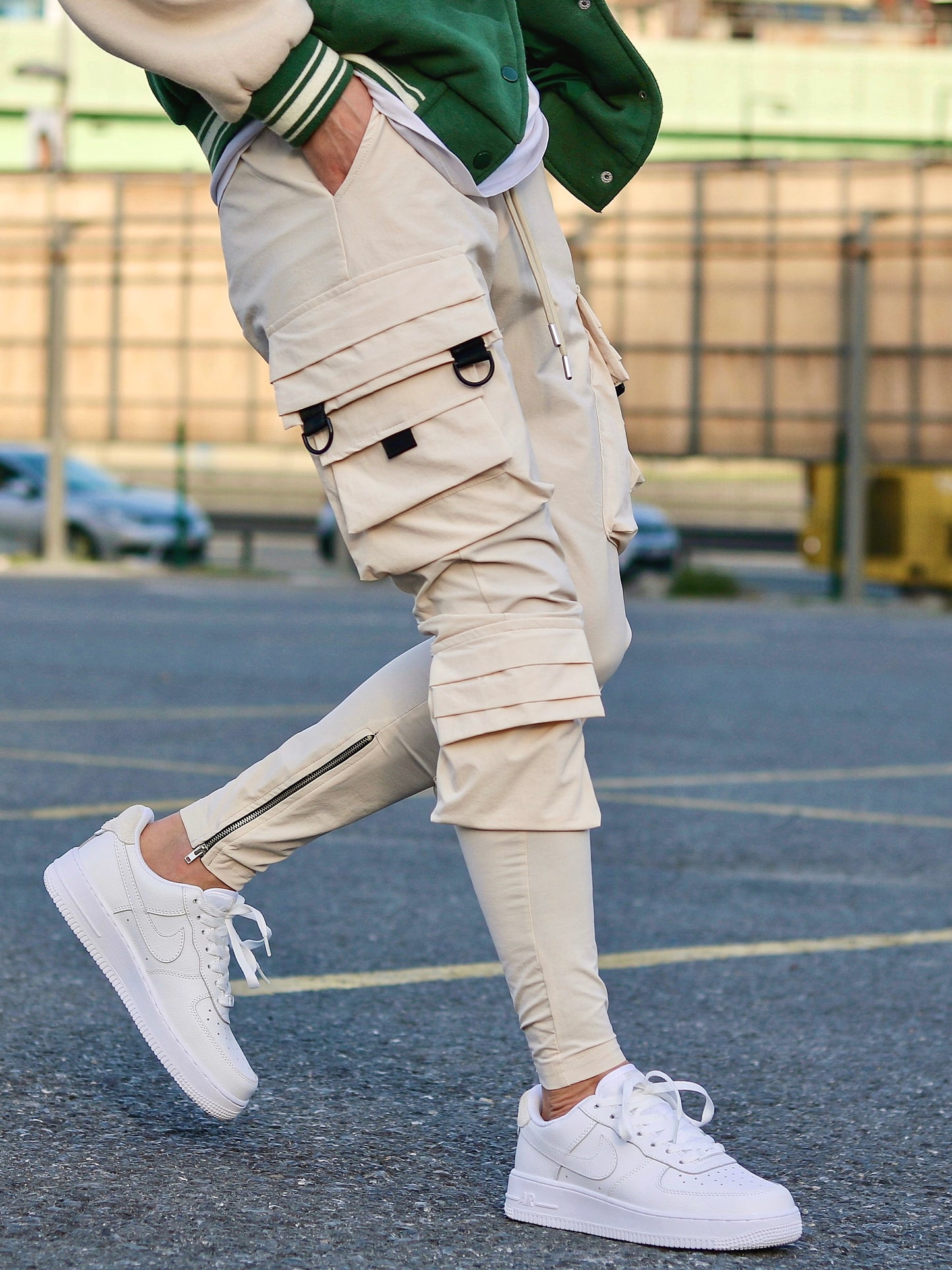 Cream Beige Cargo Pants