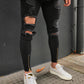 Black Destroyed Gold Zipper Jeans